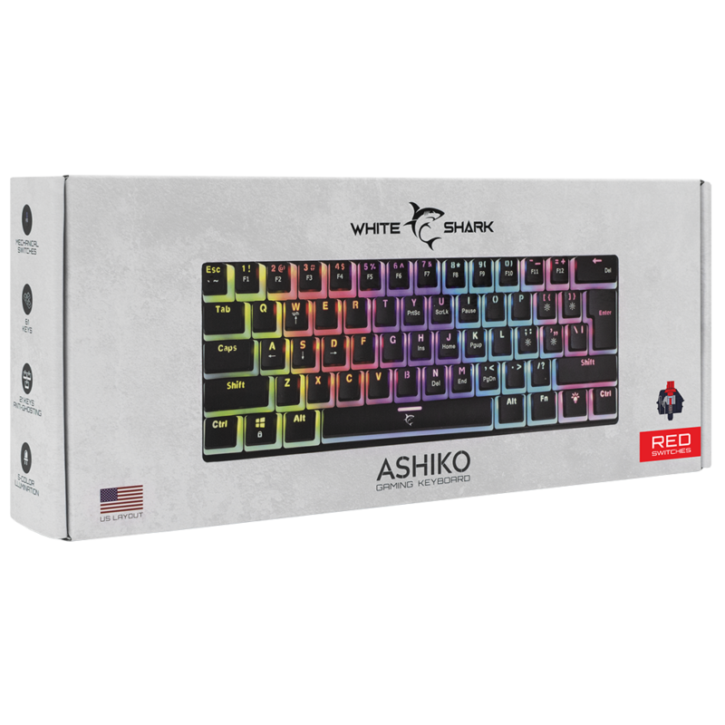 WhiteShark Ashiko RGB Mechanical 60% | RedSwitch thumbnail 4