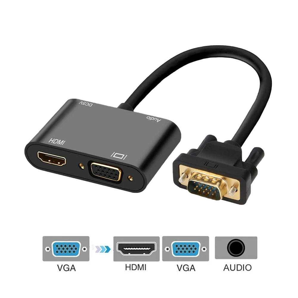 HDTV Adapter VGA to HDMI+VGA with Audio