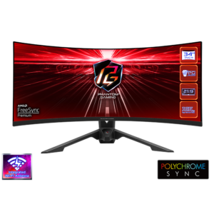 ASRock 34" 2K 165Hz UltraWide Curved RGB | Gaming PG34WQ15R3A WIFI