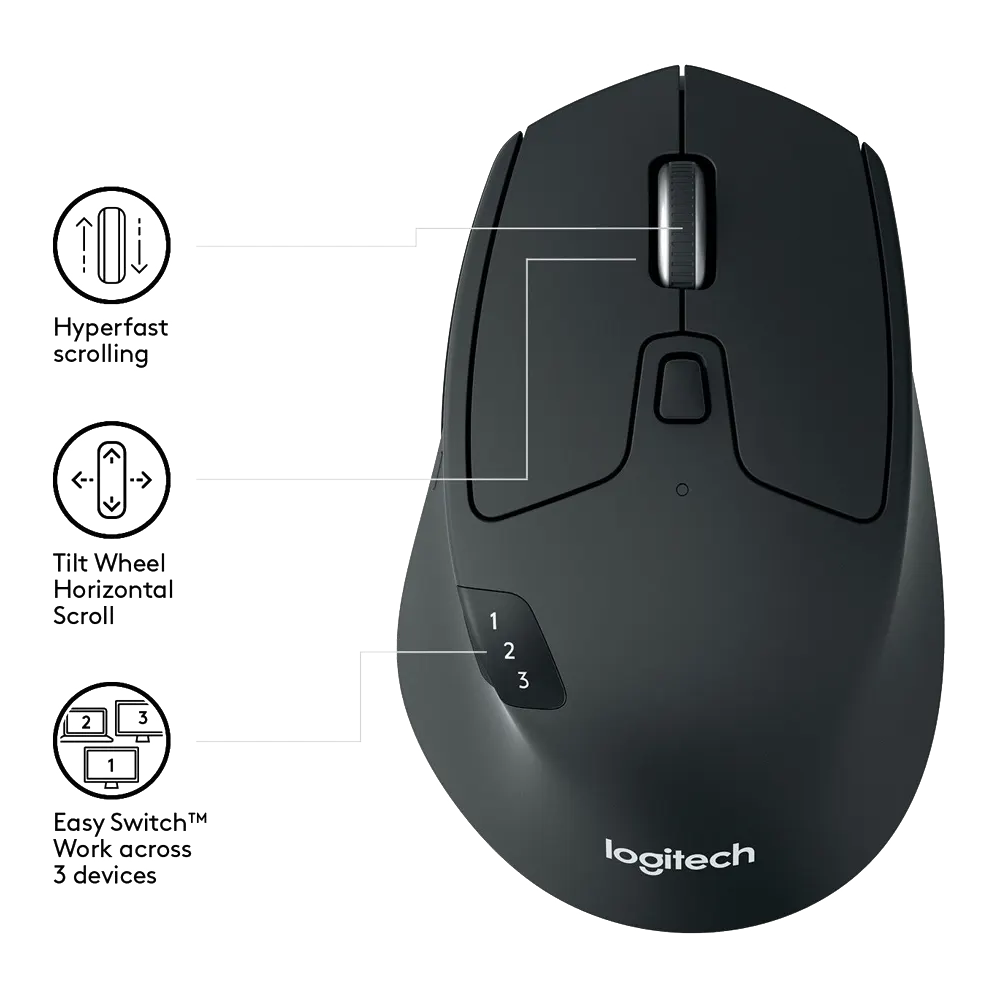 Logitech M720 Triathlon Bluetooth Optical Mouse - Figura 2