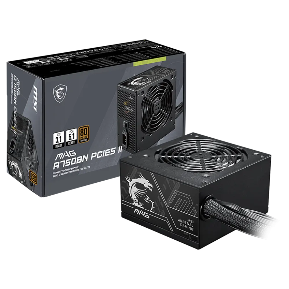 MSI MAG A750BN PCIE5 II 750W 80+ Bronze Black