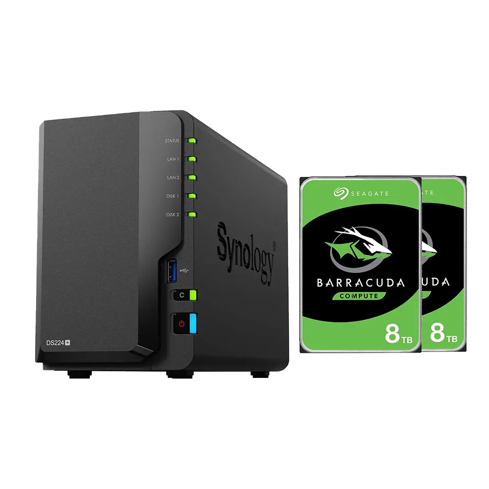 Synology DS244+ NAS & 2x 8TB HDD's Bundle